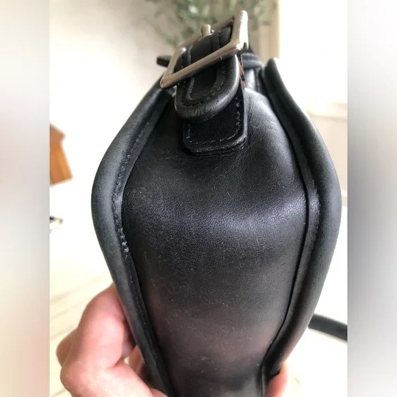 Vintage Coach Black Leather Top of Counter Compartment Bag #9167 with Hangtag - Picture 8 of 15